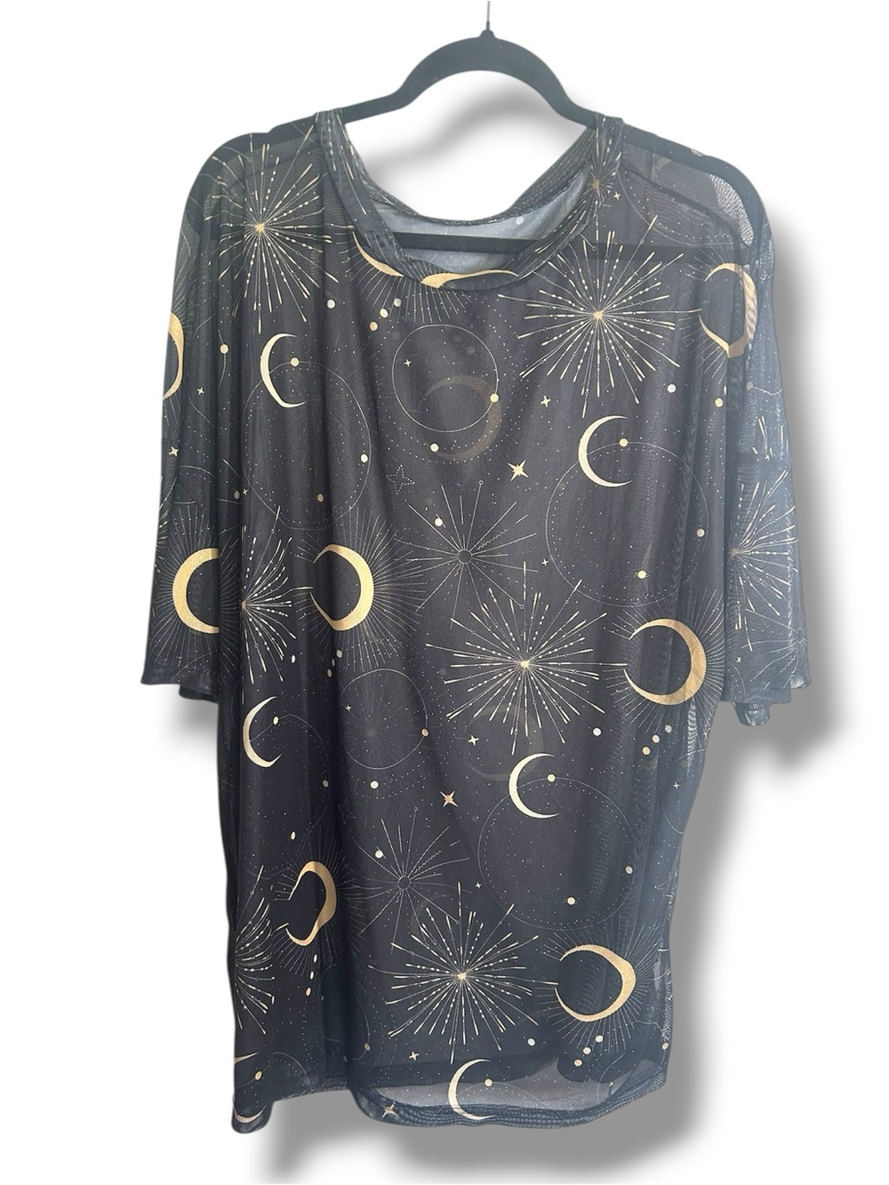 Black Celestial Mesh Tee – Size 5X